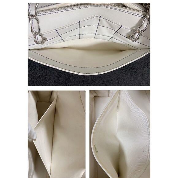 Authentic CHANEL CC Wild Stitch Chocolate Bar Chain Tote Shoulder Bag White Gold - Picture 11 of 15